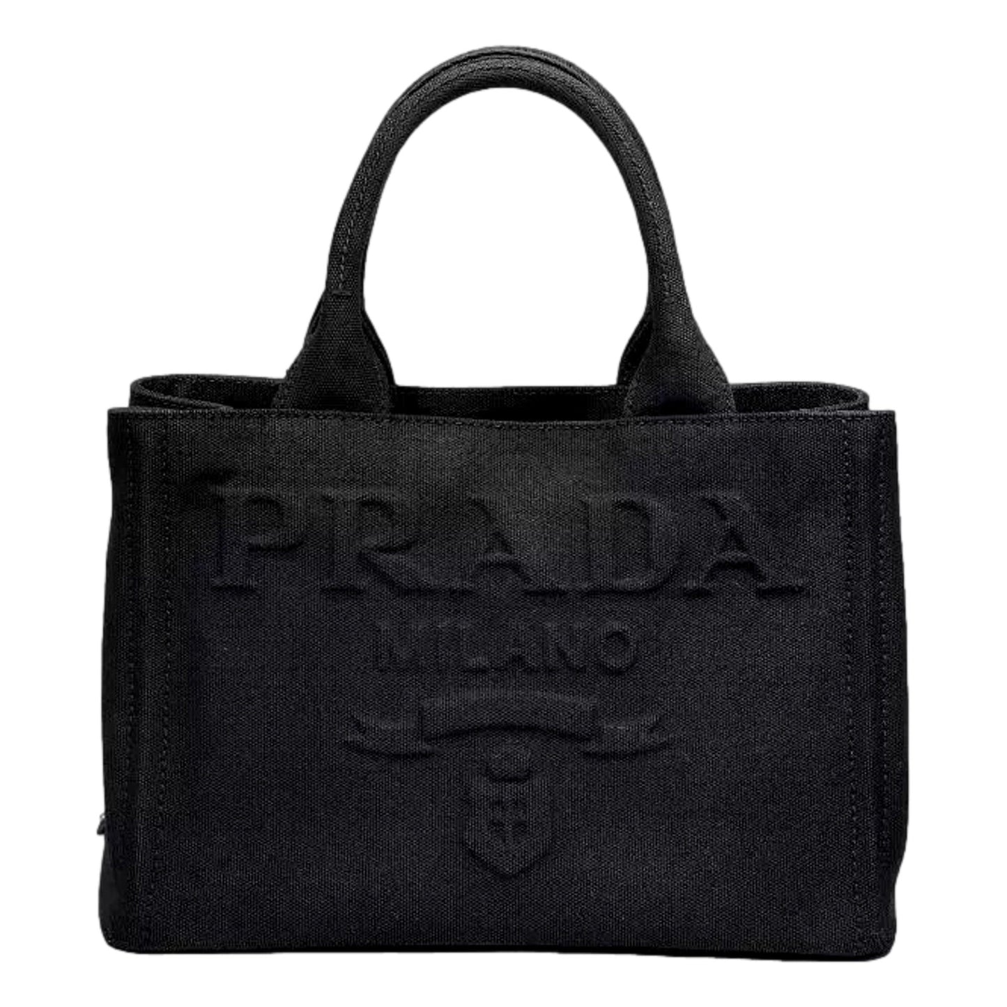 Canapa Tote Handbag Canvas Embossed Lettering Logo Fabric Black