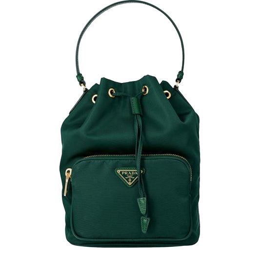 Tessuto Re-Nylon Duet Bucket Womens Handbag Oleandor Dark Green