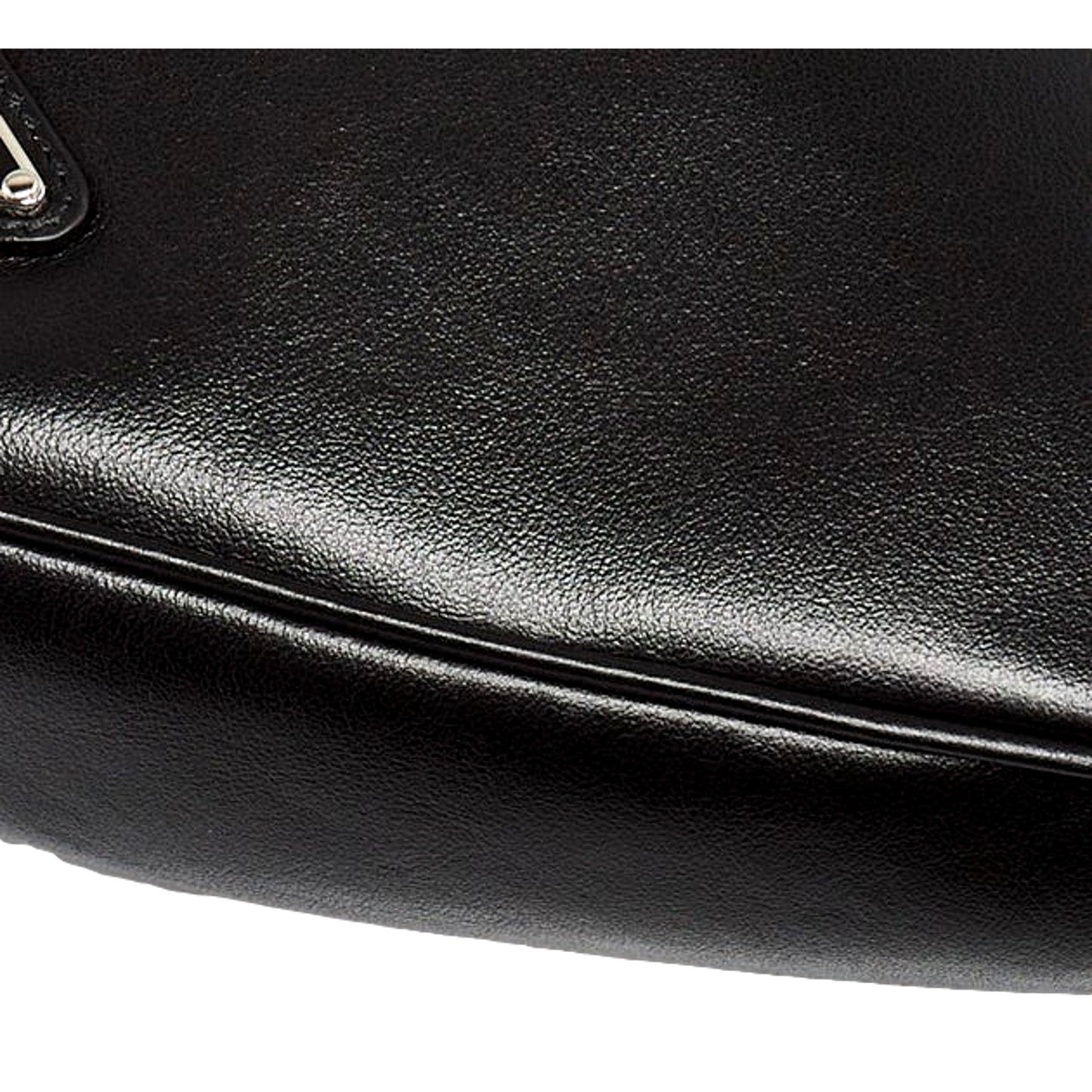 Grace Triangle Leather Pouch Clutch Bag with Embossed Logo Nero Black