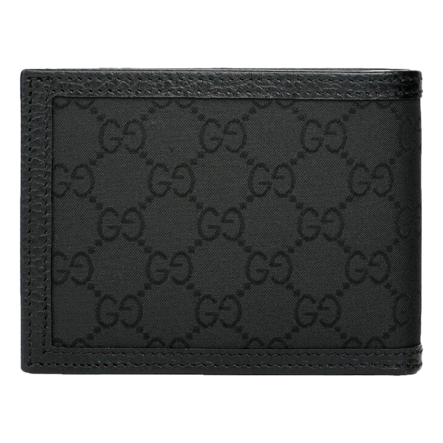 Men's Black Nylon GG Web Tab Trifold Passcase ID Wallet