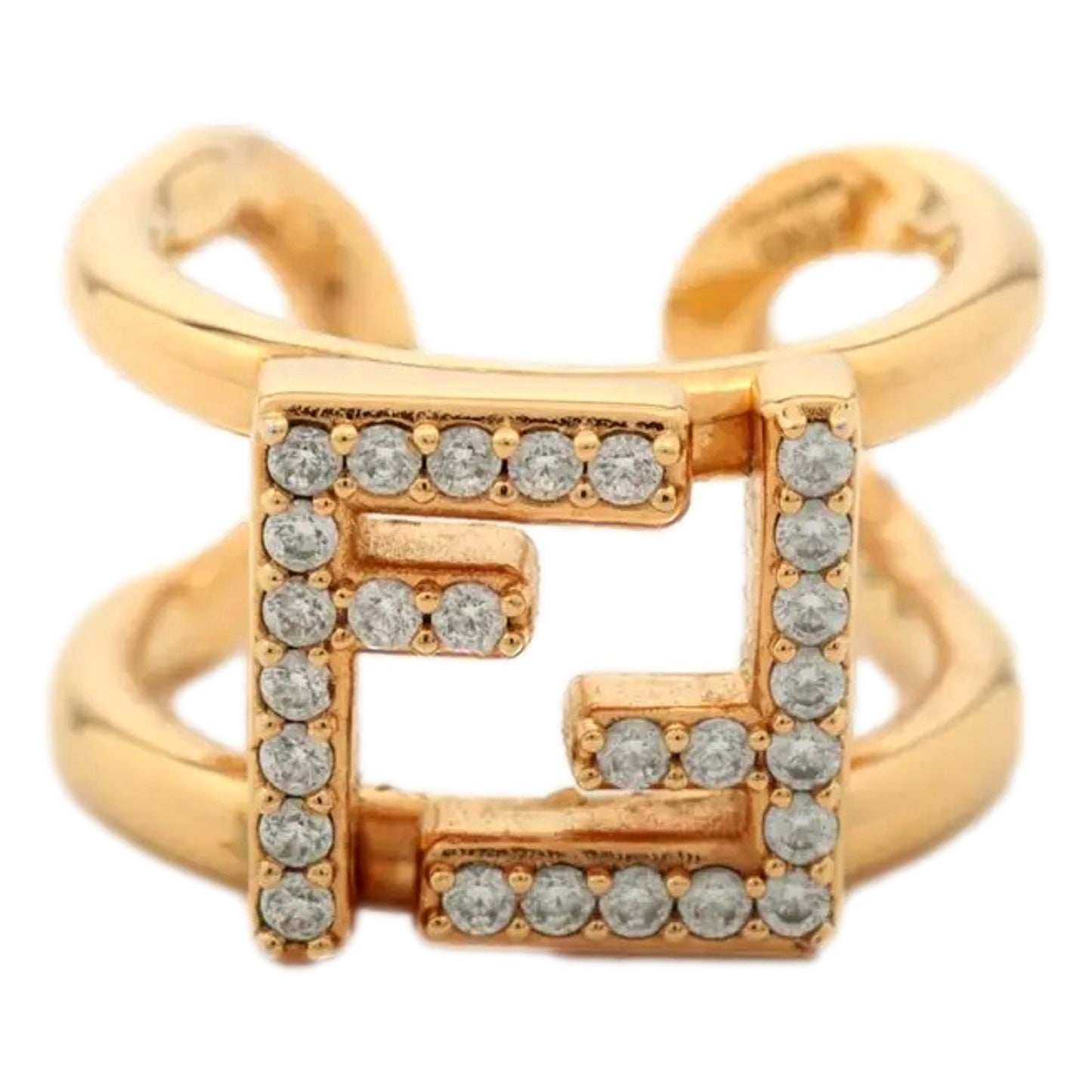 FF Anello Gold and Crystal Embellished Ring Large