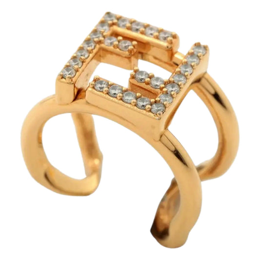 FF Anello Gold and Crystal Embellished Ring Large