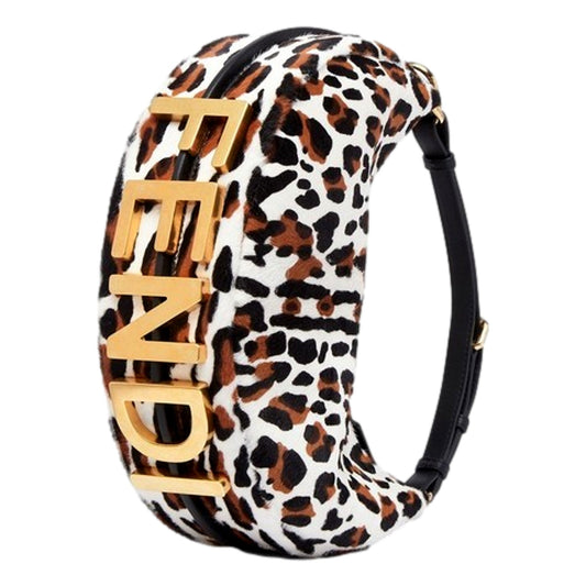 Fendigraphy Lamb Fur Animal Print Shoulder Bag