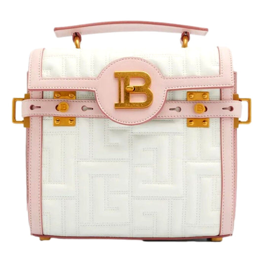 B-Buzz 23 Pink White Tote Crossbody Shoulder Bag Quilted Leather