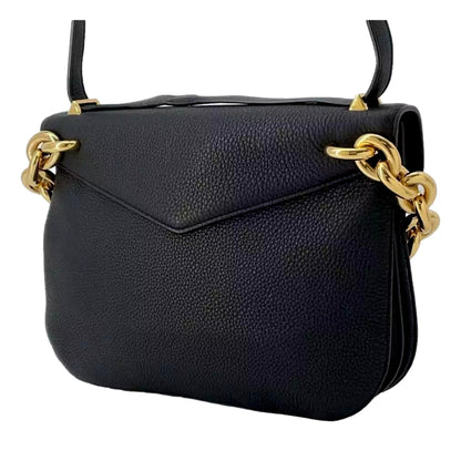 Mount Envelope Medium Shoulder Bag Leather Black and Gold