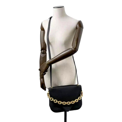 Mount Envelope Medium Shoulder Bag Leather Black and Gold