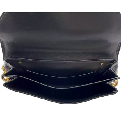 Mount Envelope Medium Shoulder Bag Leather Black and Gold