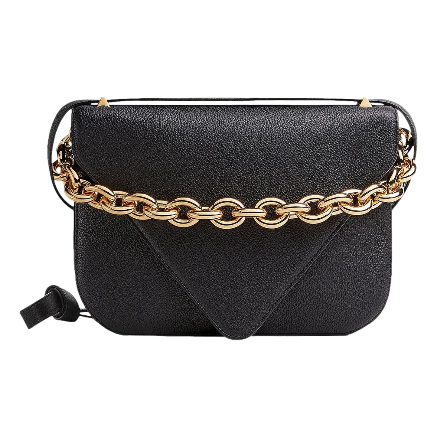 Mount Envelope Medium Shoulder Bag Leather Black and Gold