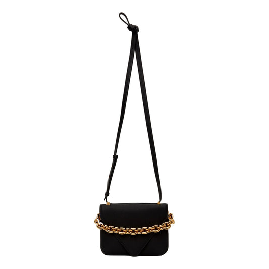 Calfskin Mount Envelope Crossbody Bag Black and Gold