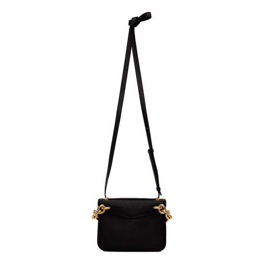 Calfskin Mount Envelope Crossbody Bag Black and Gold