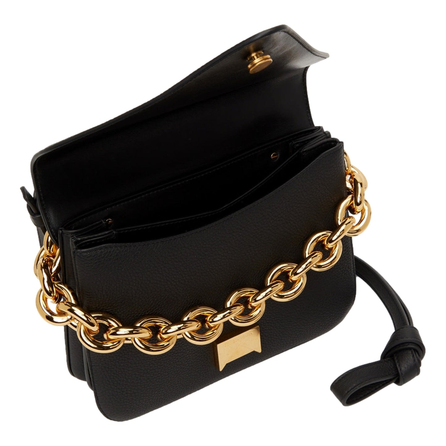 Calfskin Mount Envelope Crossbody Bag Black and Gold