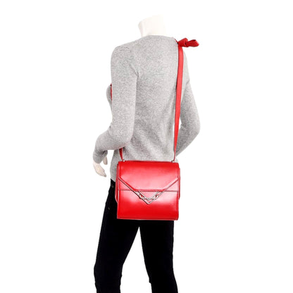 The Clip Womens Shoulder and Crossbody Bag Chili Red Calfskin Leather