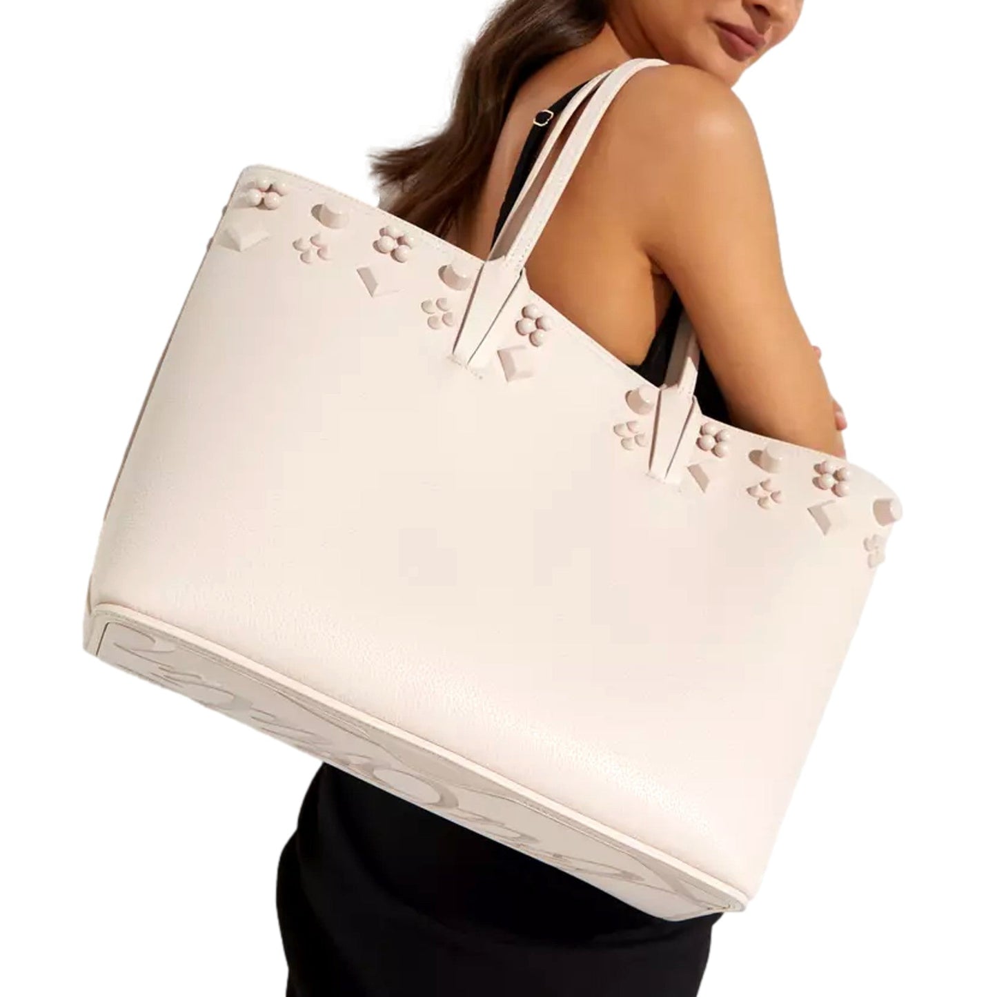 Cabata Spike Large Tote Shoulder Bag Leche Ivory