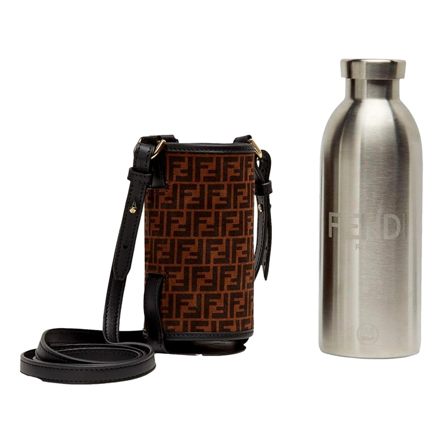 x 24 Bottles FF Print Suede Bottle Holder Crossbody 2 Piece Set