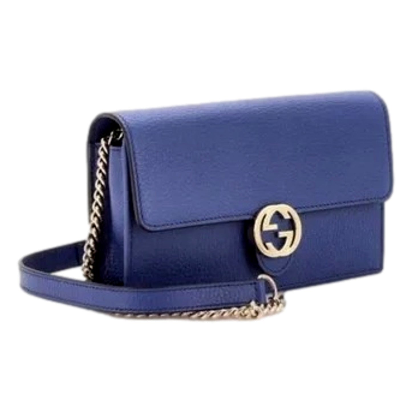 Blue Marmont GG Womens Leather Wallet on Chain Crossbody Bag