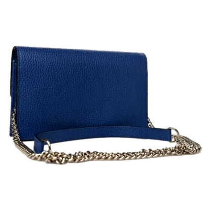 Blue Marmont GG Womens Leather Wallet on Chain Crossbody Bag