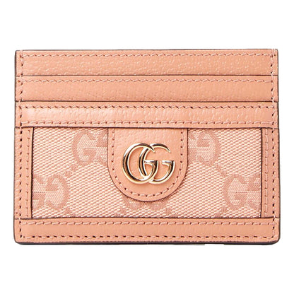 Womens Ophidia Pink Canvas and Leather GG Card Holder