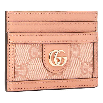 Womens Ophidia Pink Canvas and Leather GG Card Holder