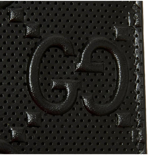 Calfskin Leather GG Tennis Embossed Bi-Fold Wallet Black