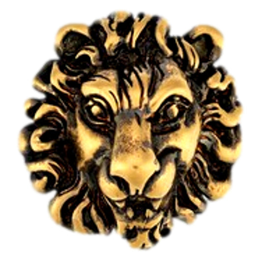 Distressed Gold Lionhead Brass Brooch