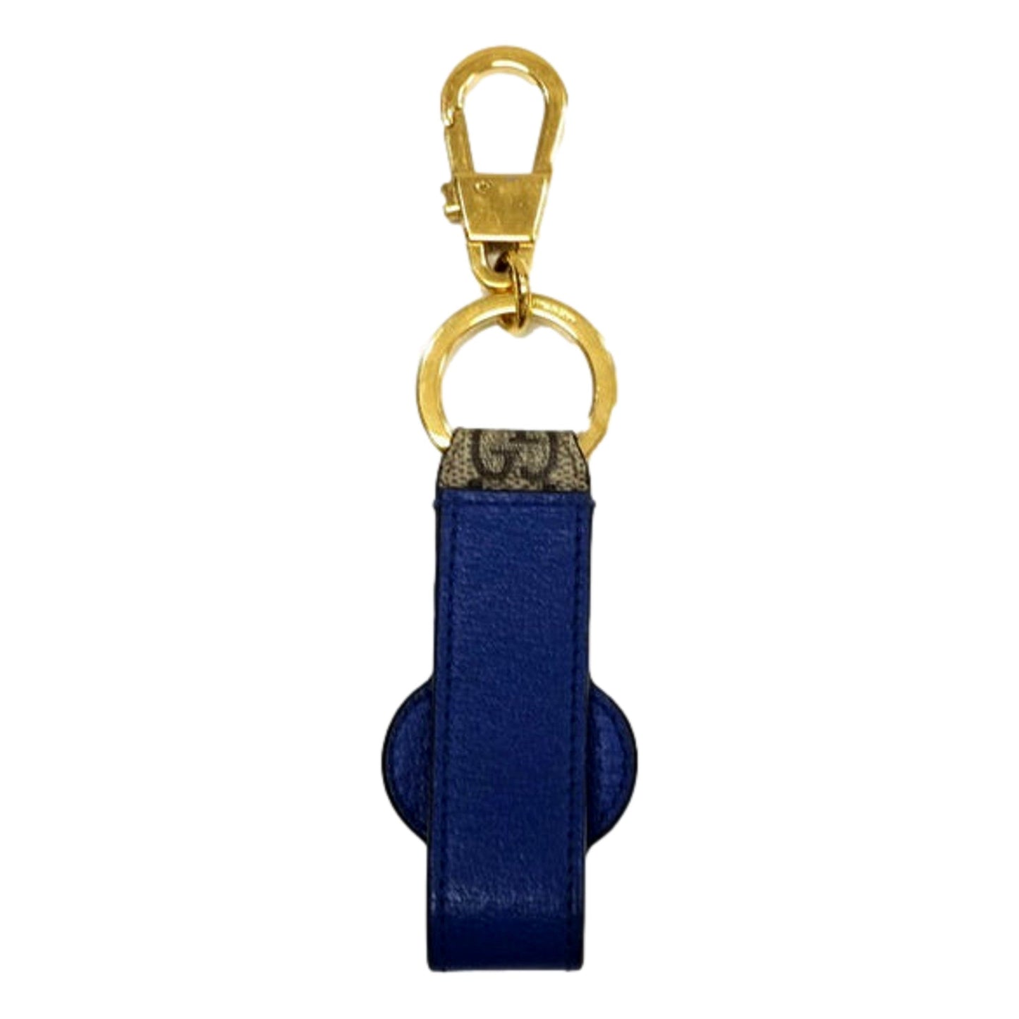 Interlocking GG Supreme Canvas and Blue Leather Keychain Charm