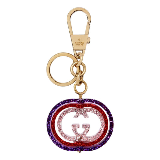 Interlocking G Purple and Red Glitter Keychain Handbag Charm