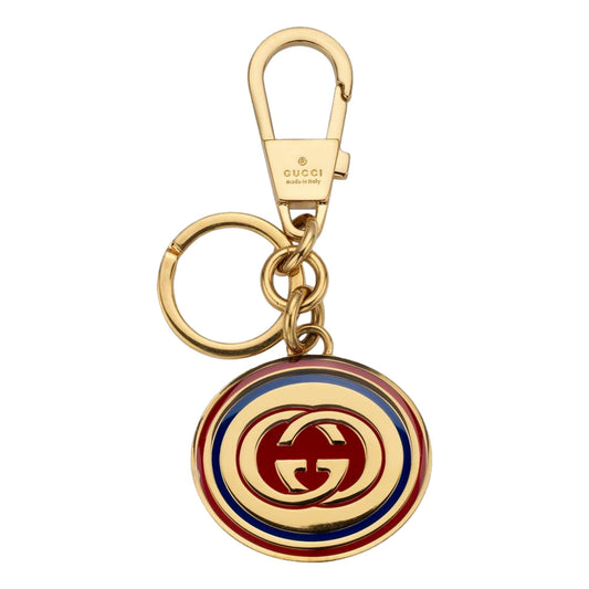 Interlocking G Keychain Brass Enamel Multicolor Bag Charm