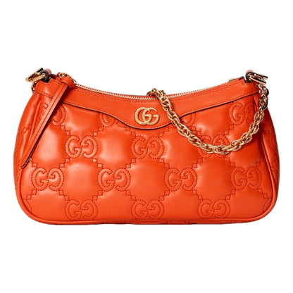 GG Quilted Matelassé Leather Mini Shoulder Bag In Orange