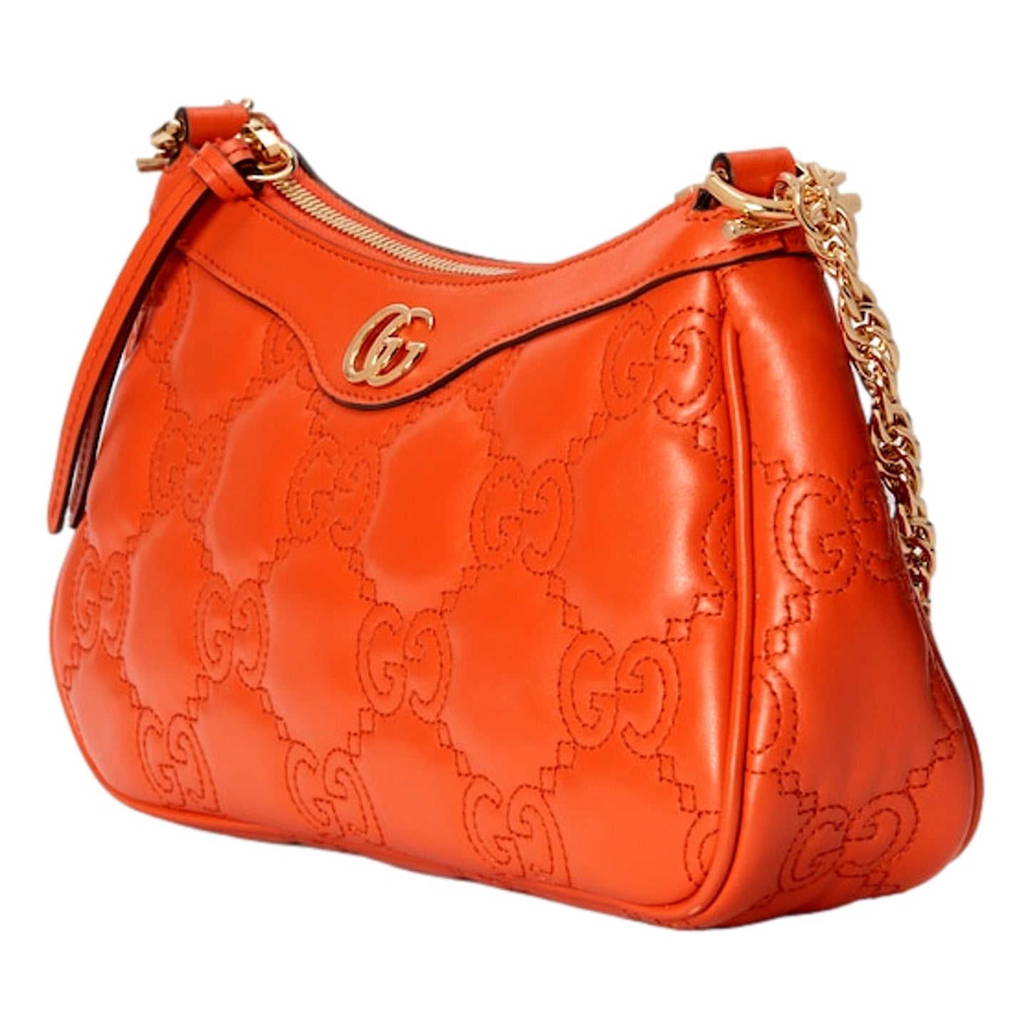 GG Quilted Matelassé Leather Mini Shoulder Bag In Orange