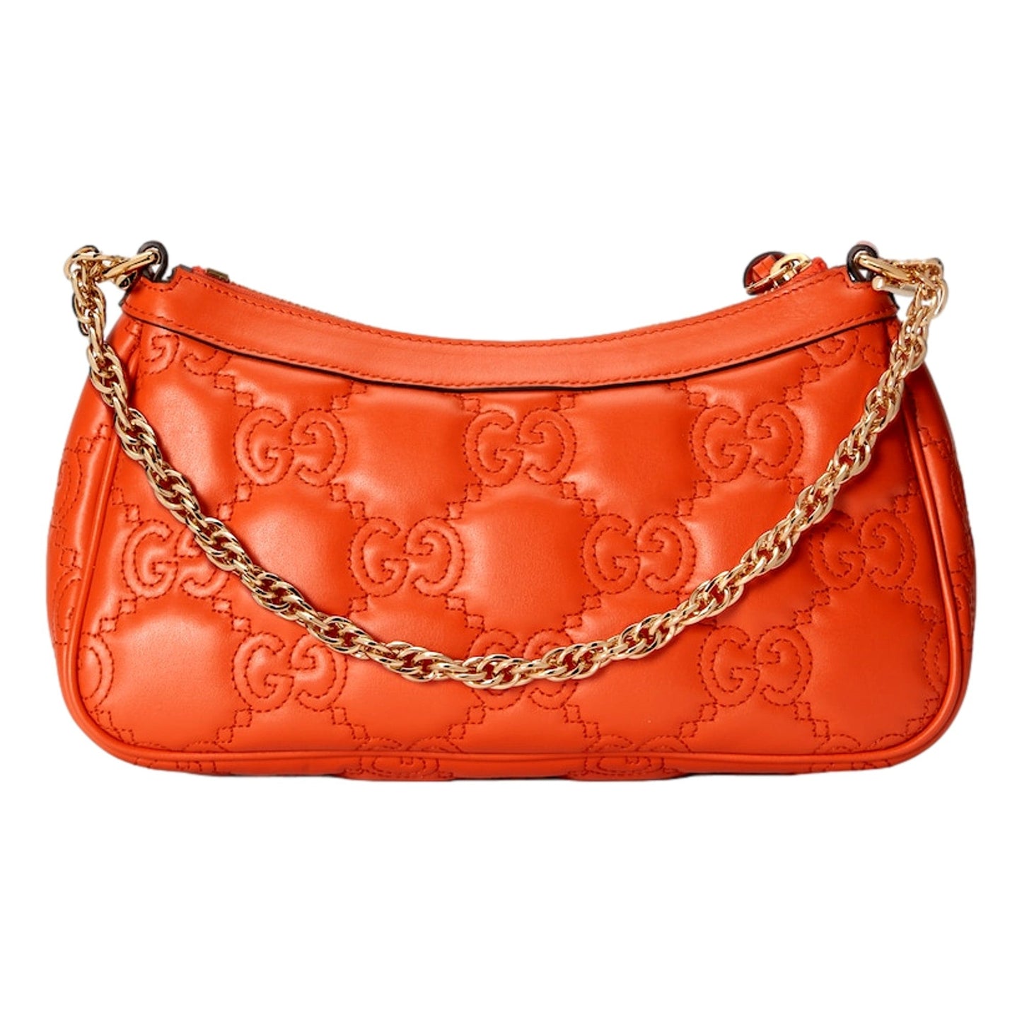 GG Quilted Matelassé Leather Mini Shoulder Bag In Orange