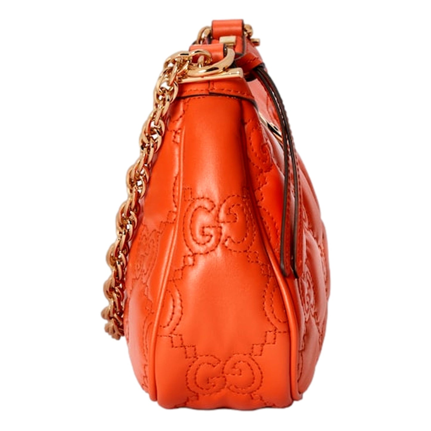 GG Quilted Matelassé Leather Mini Shoulder Bag In Orange