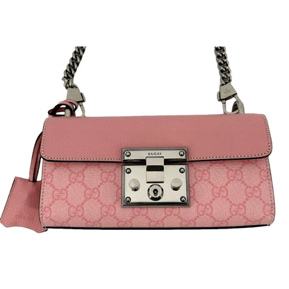 Pink GG Supreme Leather Padlock Chain Small Handbag Pink