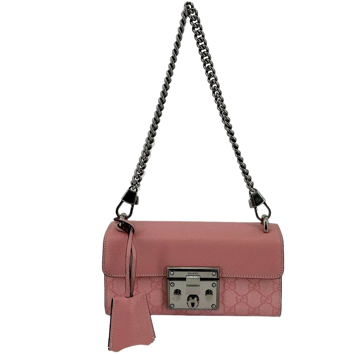 Pink GG Supreme Leather Padlock Chain Small Handbag Pink