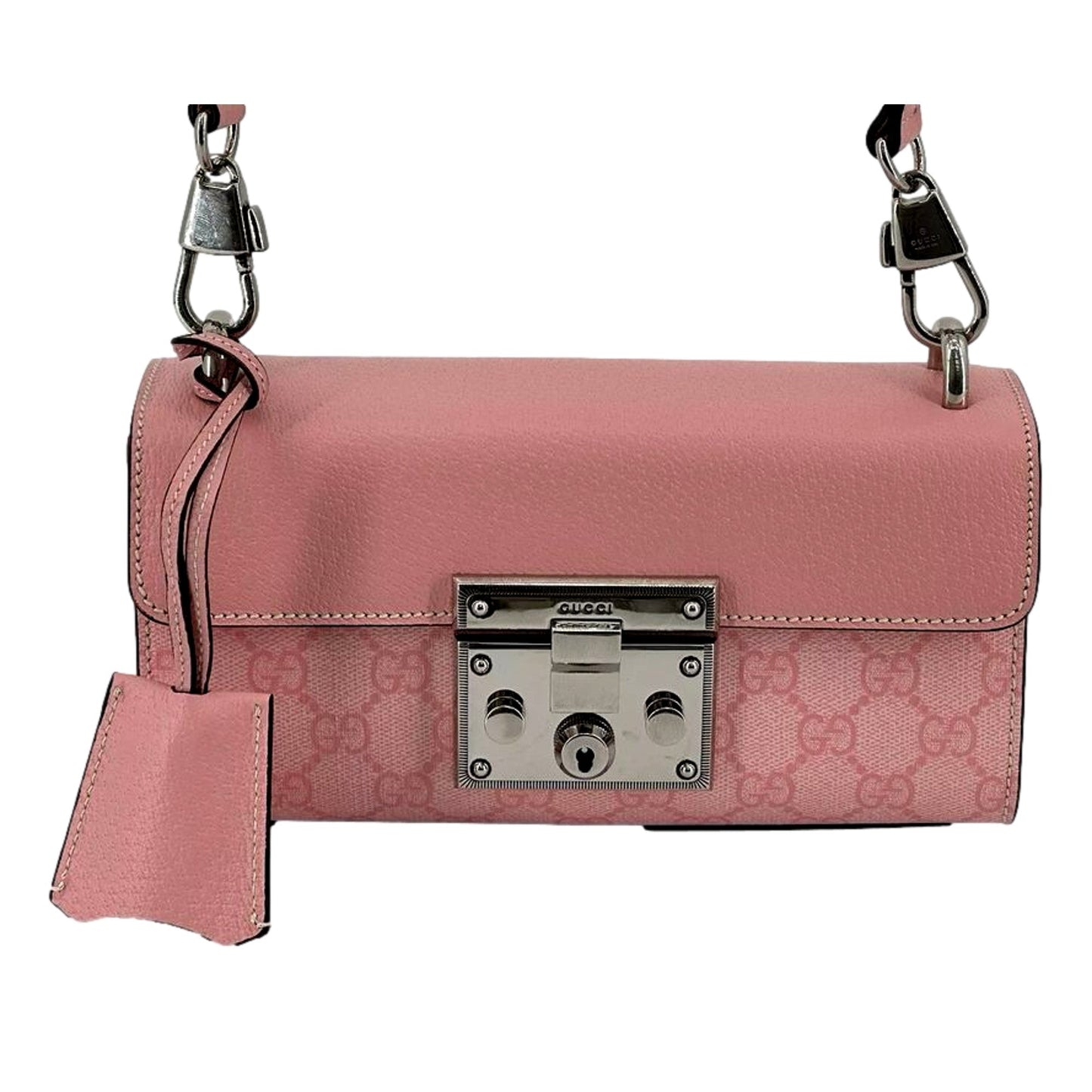 Pink GG Supreme Leather Padlock Chain Small Handbag Pink