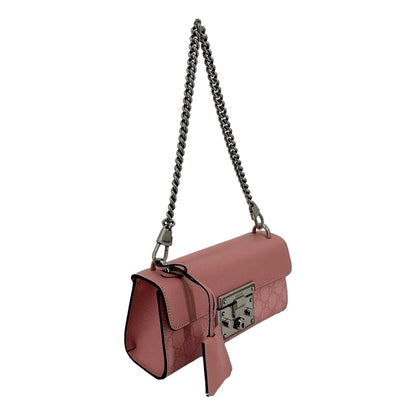 Pink GG Supreme Leather Padlock Chain Small Handbag Pink