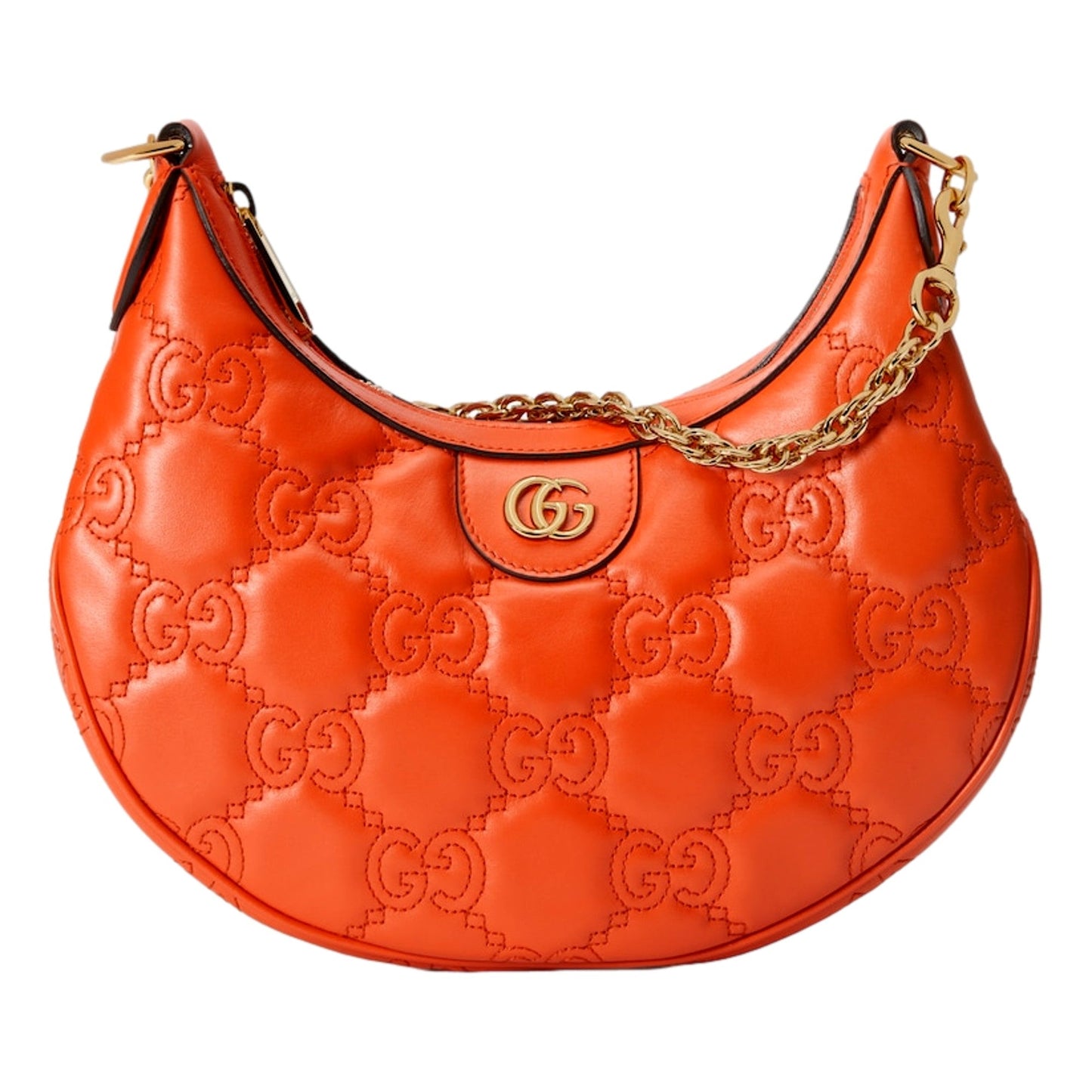 GG Quilted Matelassé Leather Small Shoulder Handbag In Orange