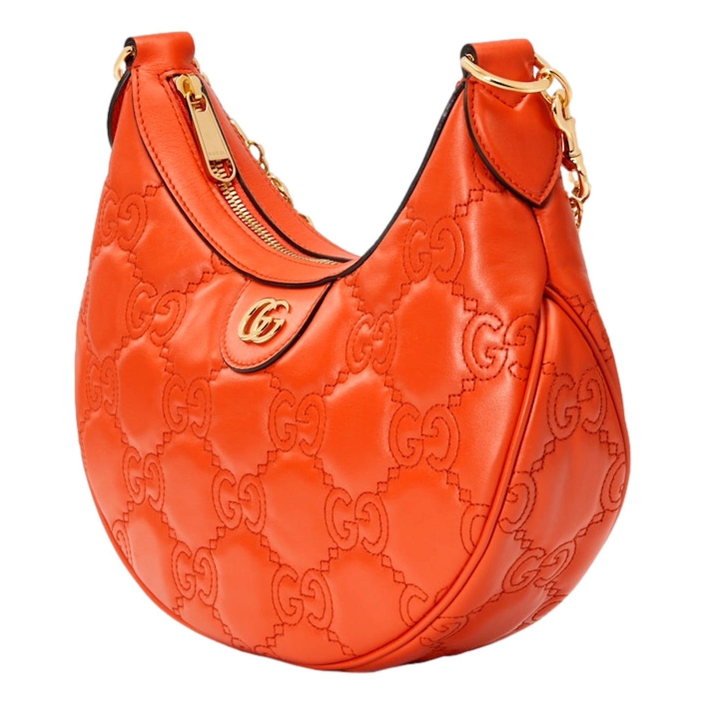 GG Quilted Matelassé Leather Small Shoulder Handbag In Orange