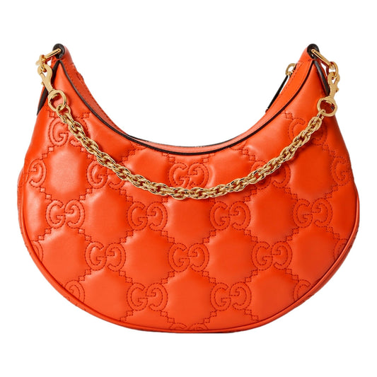 GG Quilted Matelassé Leather Small Shoulder Handbag In Orange