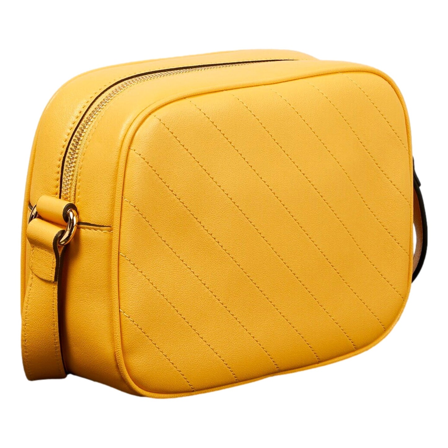 Blondie GG Patch Diagonal Stitching Yellow Leather Crossbody Handbag