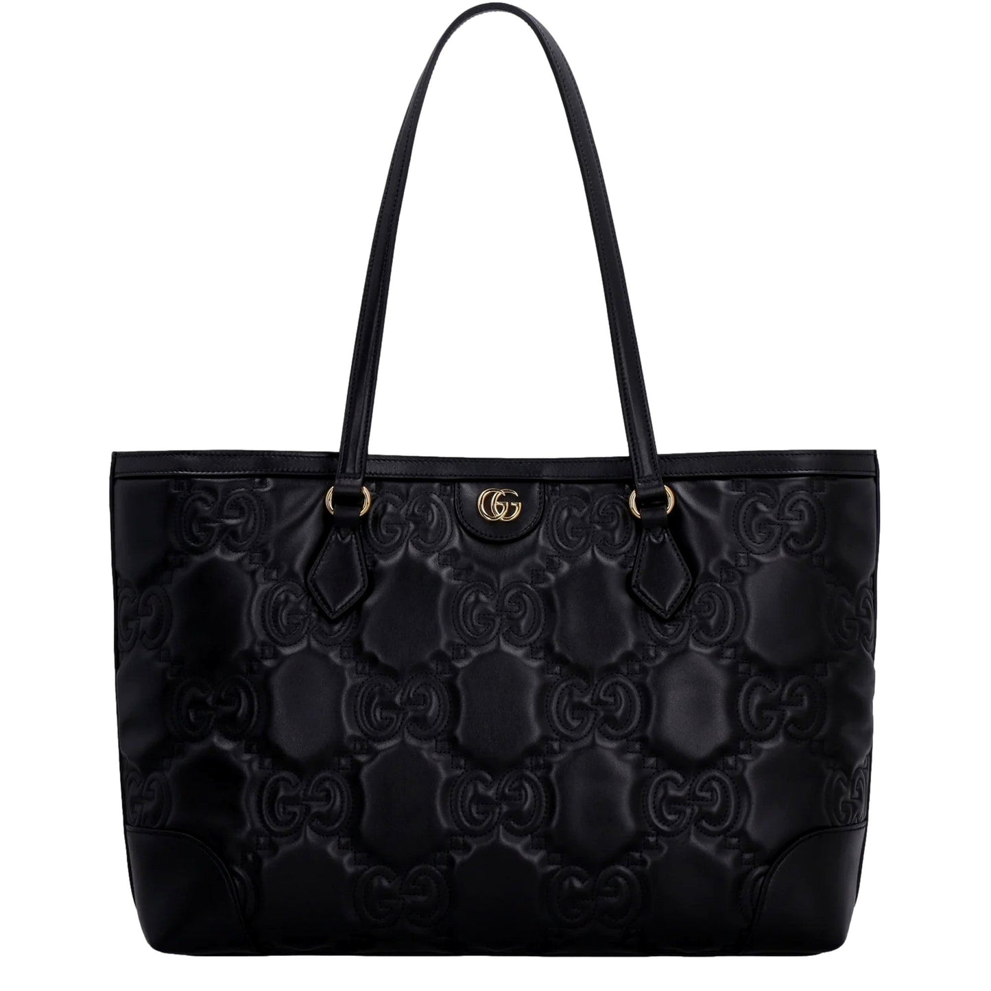 Ophidia Jumbo GG Matellase Medium Black Leather Tote