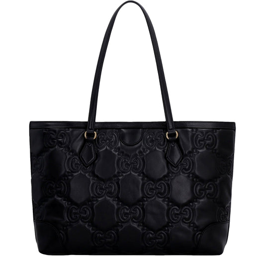 Ophidia Jumbo GG Matellase Medium Black Leather Tote