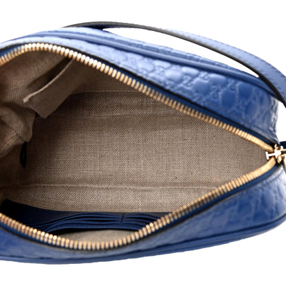 Bree Microguccissima Caspian Blue Leather Crossbody Bag