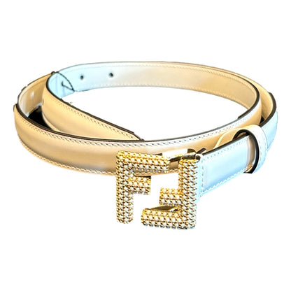 FF Studded Skinny Ivory Latte Belt Size 85