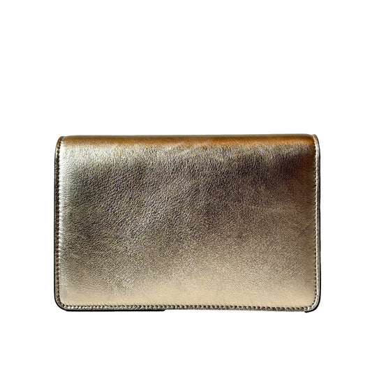 Kalina Crossbody Clutch Bag Crystal Logo Metallic Gold