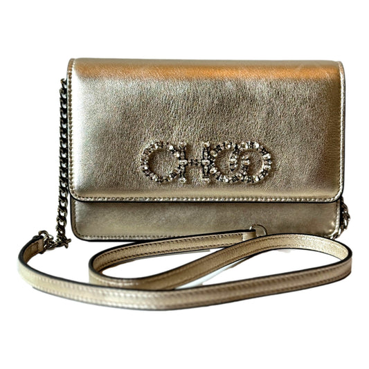 Kalina Crossbody Clutch Bag Crystal Logo Metallic Gold