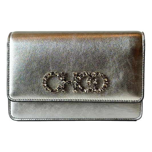 Kalina Crossbody Clutch Bag Crystal Logo Metallic Silver