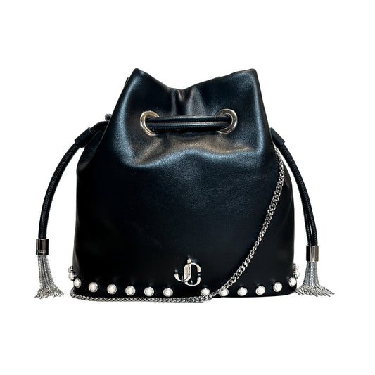 Marcheline Pearl Small Bucket Crossbody Bag Black