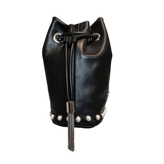 Marcheline Pearl Small Bucket Crossbody Bag Black