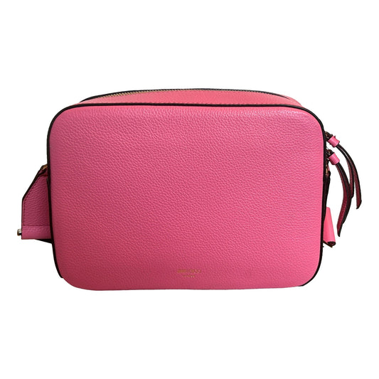 Peony Pink Leather Camera Crossbody Bag