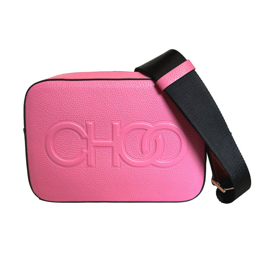 Peony Pink Leather Camera Crossbody Bag